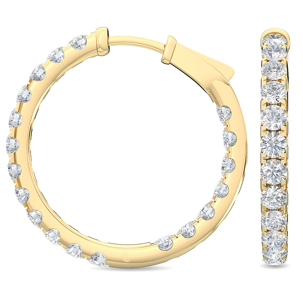 3.04ctw Lab-Grown Diamond Inside-Out Hoop Earrings in 14kt Yellow Gold