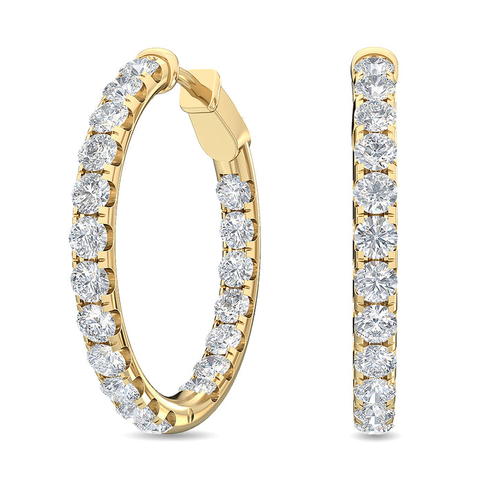 3.04ctw Lab-Grown Diamond Inside-Out Hoop Earrings in 14kt Yellow Gold