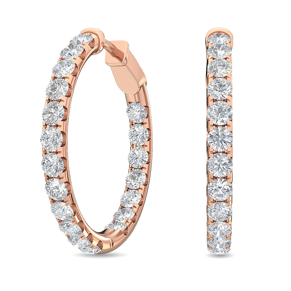 3.04ctw Lab-Grown Diamond Inside-Out Hoop Earrings in 14kt Rose Gold