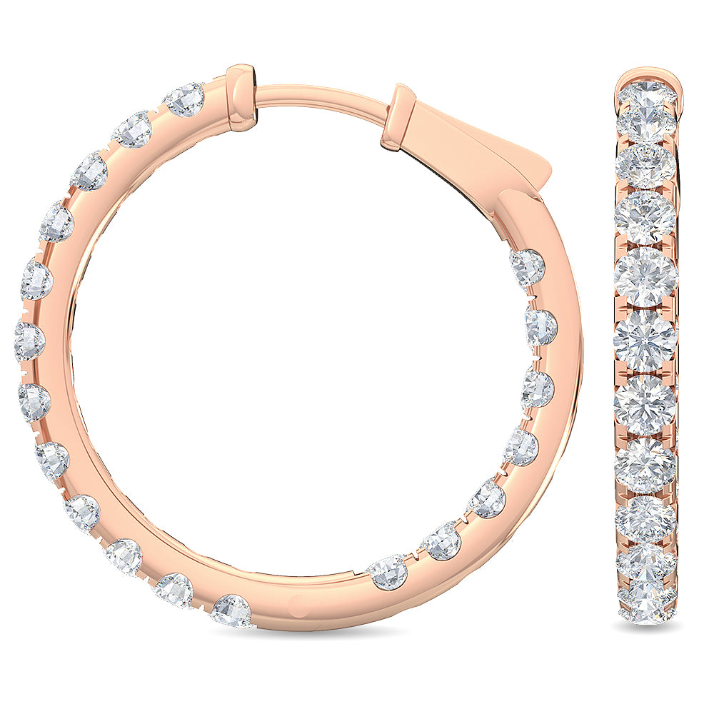 3.04ctw Lab-Grown Diamond Inside-Out Hoop Earrings in 14kt Rose Gold