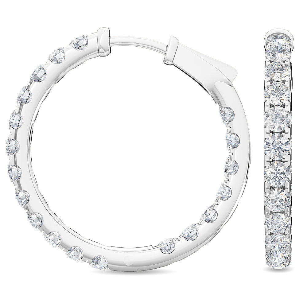 3.04ctw Lab-Grown Diamond Inside-Out Hoop Earrings in 14kt White Gold