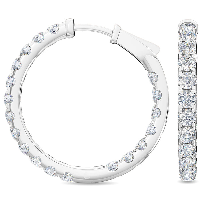 3.04ctw Lab-Grown Diamond Inside-Out Hoop Earrings in 14kt White Gold