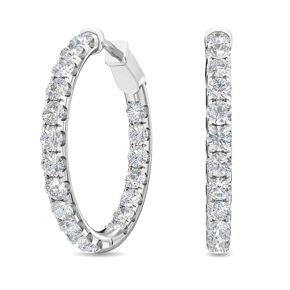 3.04ctw Lab-Grown Diamond Inside-Out Hoop Earrings in 14kt White Gold