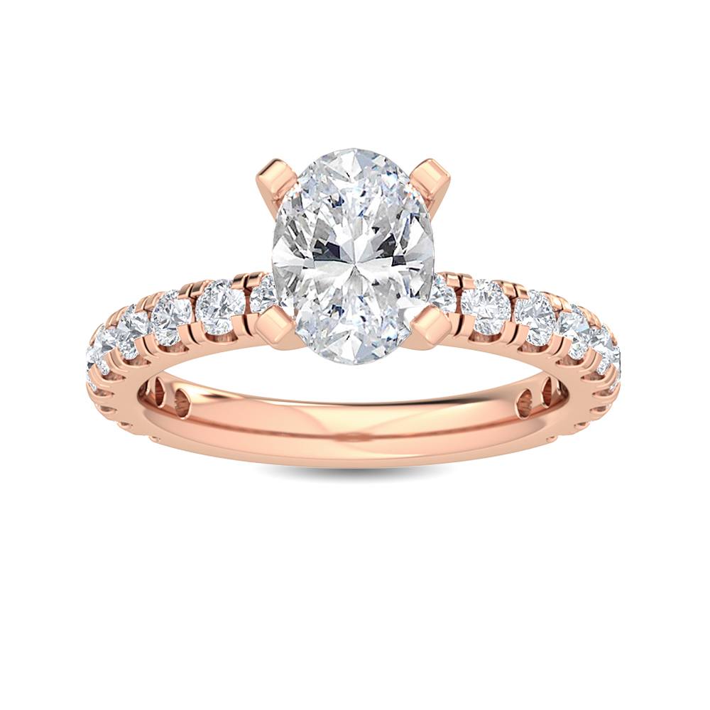 1.76ctw Oval with Round Brilliant Lab-Grown Diamond Engagement Ring in 14k Rose Gold