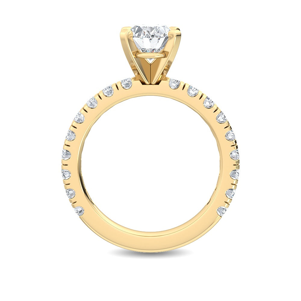 1.76ctw Oval with Round Brilliant Lab-Grown Diamond Engagement Ring in 14k Yellow Gold