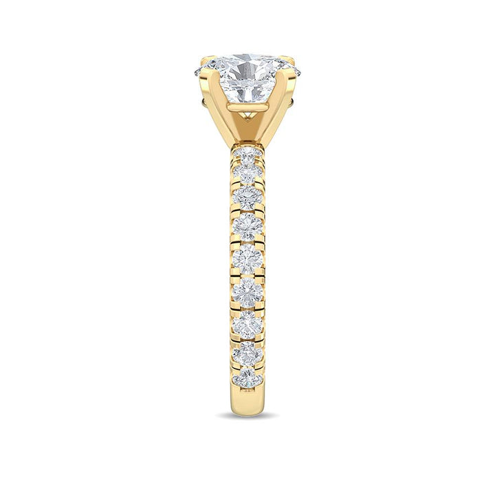 1.76ctw Oval with Round Brilliant Lab-Grown Diamond Engagement Ring in 14k Yellow Gold