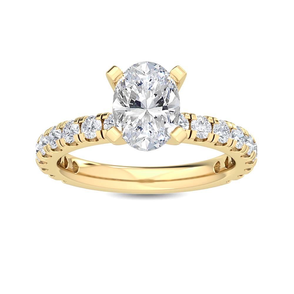 1.76ctw Oval with Round Brilliant Lab-Grown Diamond Engagement Ring in 14k Yellow Gold