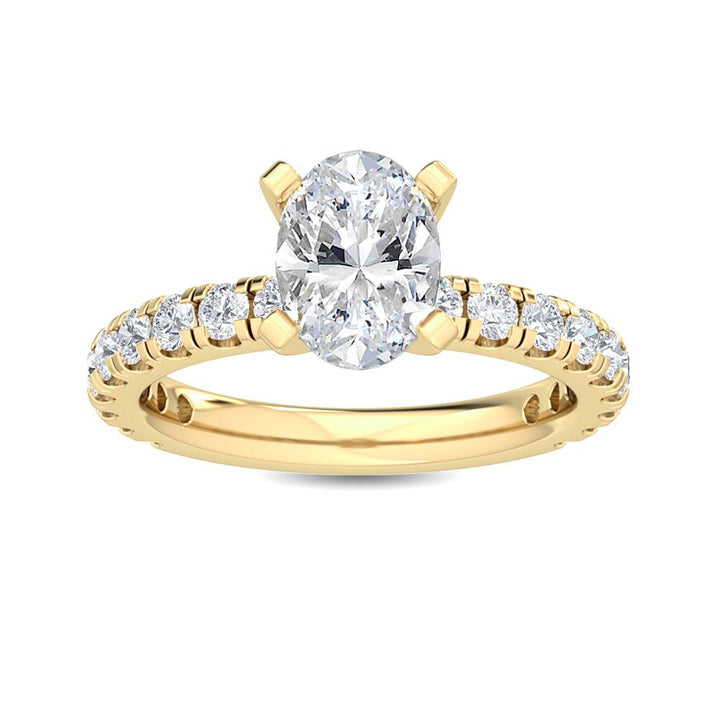 1.76ctw Oval with Round Brilliant Lab-Grown Diamond Engagement Ring in 14k Yellow Gold