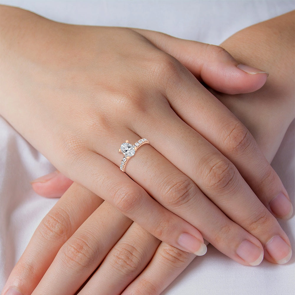 1.76ctw Oval with Round Brilliant Lab-Grown Diamond Engagement Ring in 14k Rose Gold