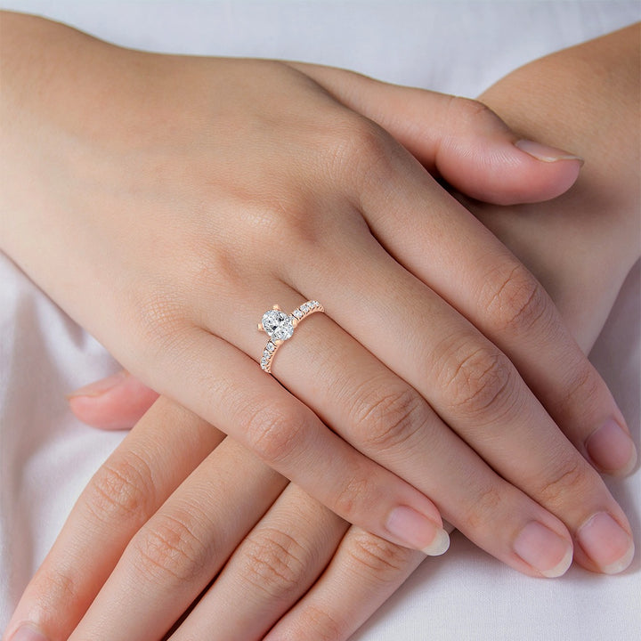 1.76ctw Oval with Round Brilliant Lab-Grown Diamond Engagement Ring in 14k Rose Gold