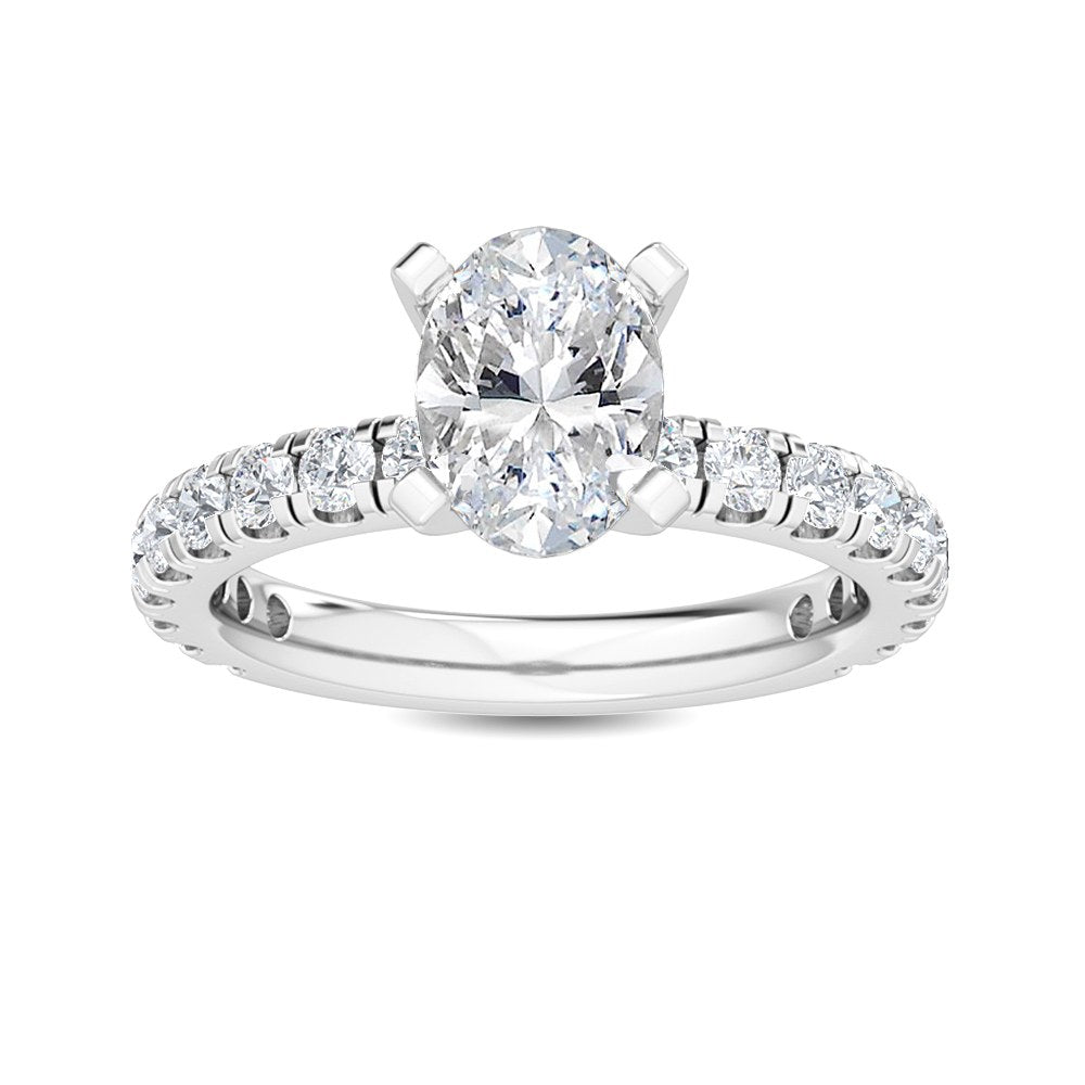 1.76ctw Oval with Round Brilliant Lab-Grown Diamond Engagement Ring in 14k White Gold