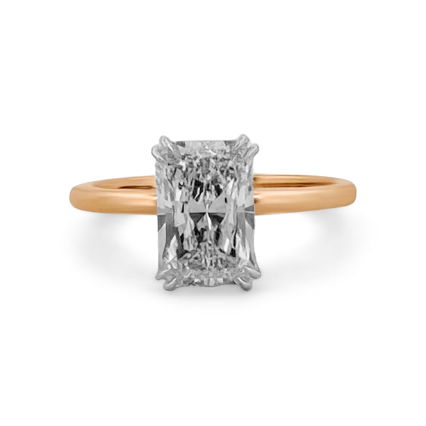  2.20cts Radiant Cut Lab-Grown Diamond Solitaire Engagement Ring in 14k Yellow and White Gold