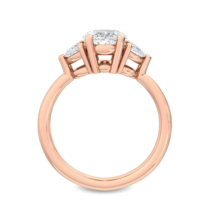 3.50ctw Oval with Half Moon Lab-Grown Diamond 3-Stone Engagement Ring in 14k Rose Gold