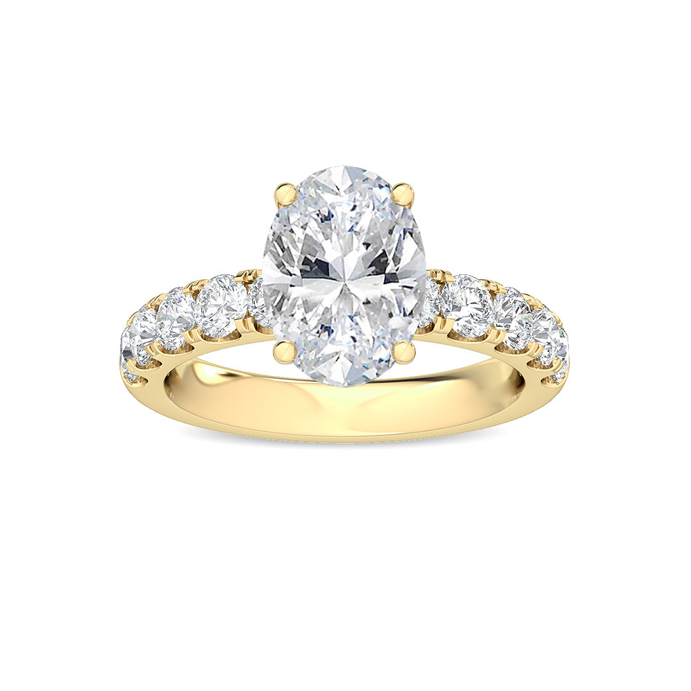 3.02ctw Oval with Round Brilliant Lab-Grown Diamond Engagement Ring in 14k Yellow Gold