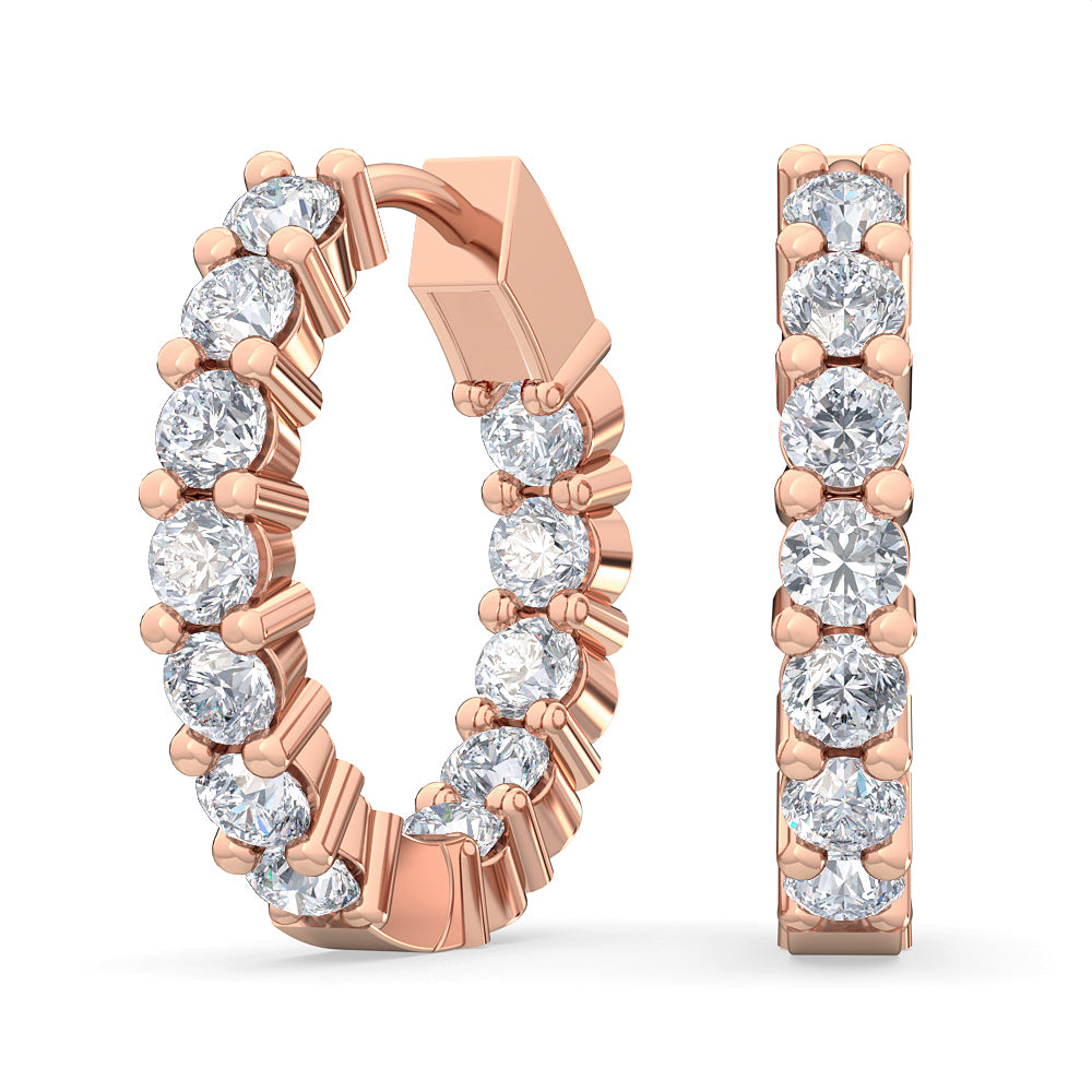 0.92ctw Lab-Grown Diamond Inside-Out Huggy Hoop Earrings in 14kt Rose Gold