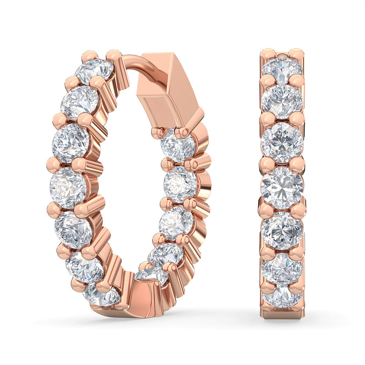 0.92ctw Lab-Grown Diamond Inside-Out Huggy Hoop Earrings in 14kt Rose Gold