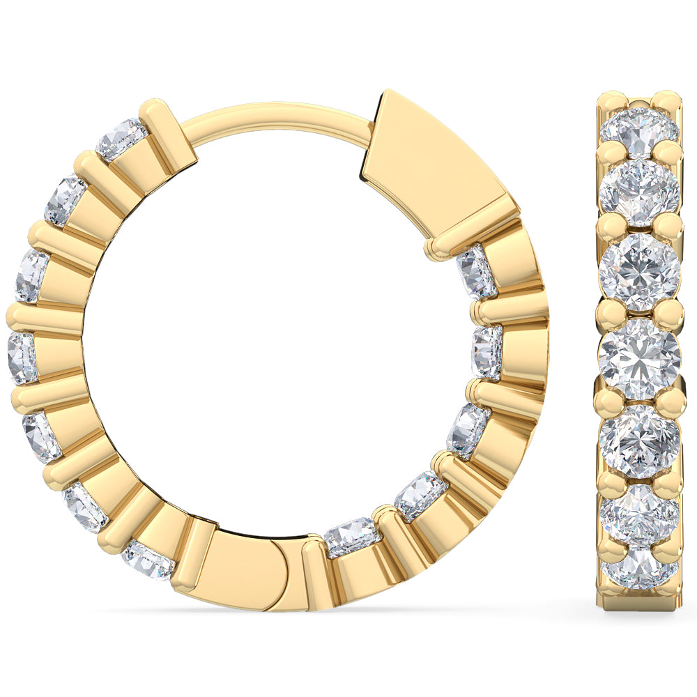 0.92ctw Lab-Grown Diamond Inside-Out Huggy Hoop Earrings in 14kt Yellow Gold