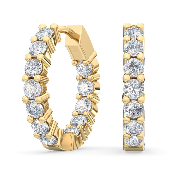 0.92ctw Lab-Grown Diamond Inside-Out Huggy Hoop Earrings in 14kt Yellow Gold