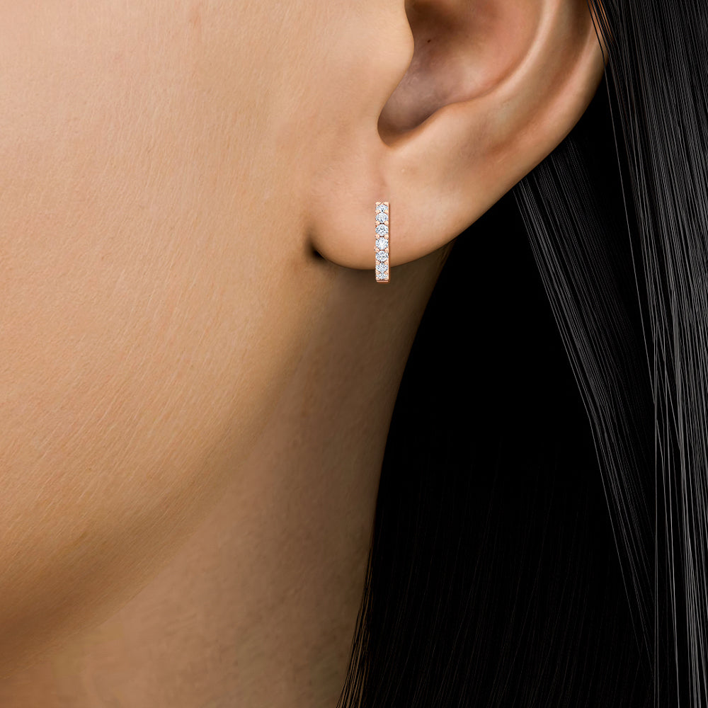 0.92ctw Lab-Grown Diamond Inside-Out Huggy Hoop Earrings in 14kt Rose Gold