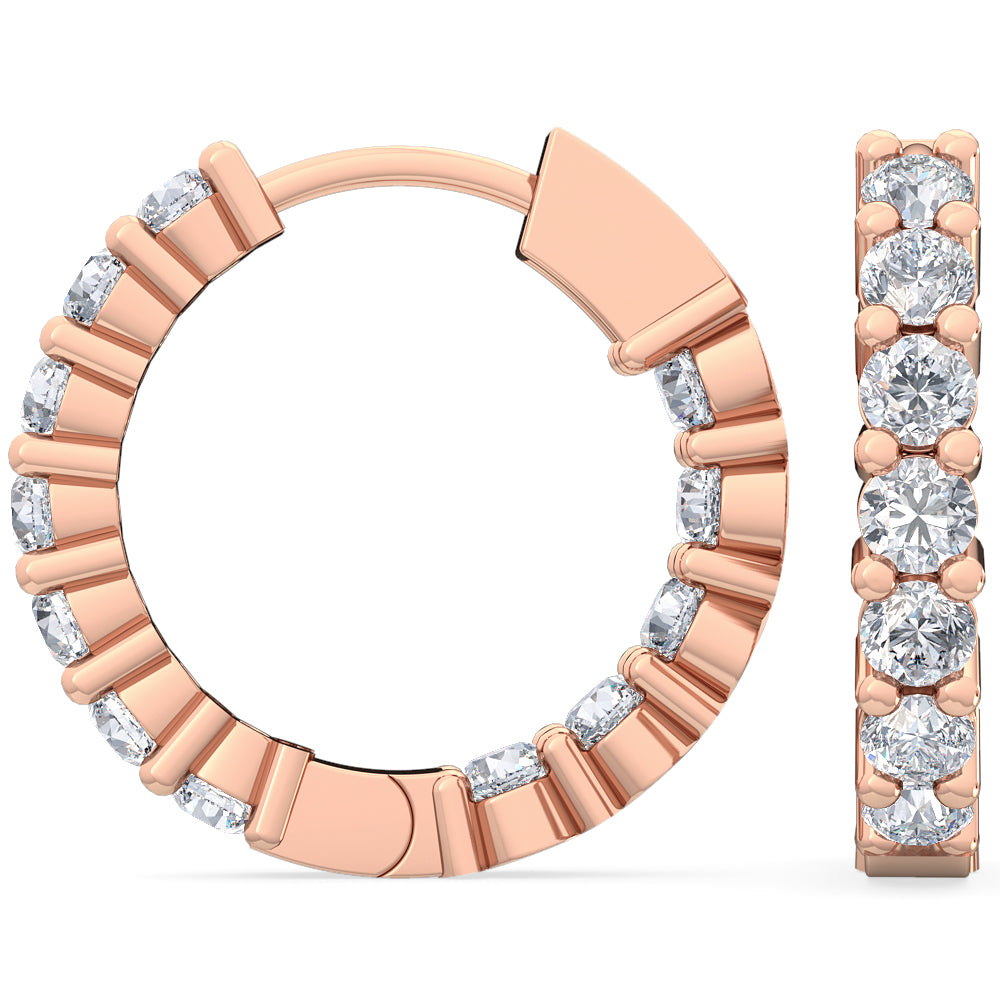 0.92ctw Lab-Grown Diamond Inside-Out Huggy Hoop Earrings in 14kt Rose Gold