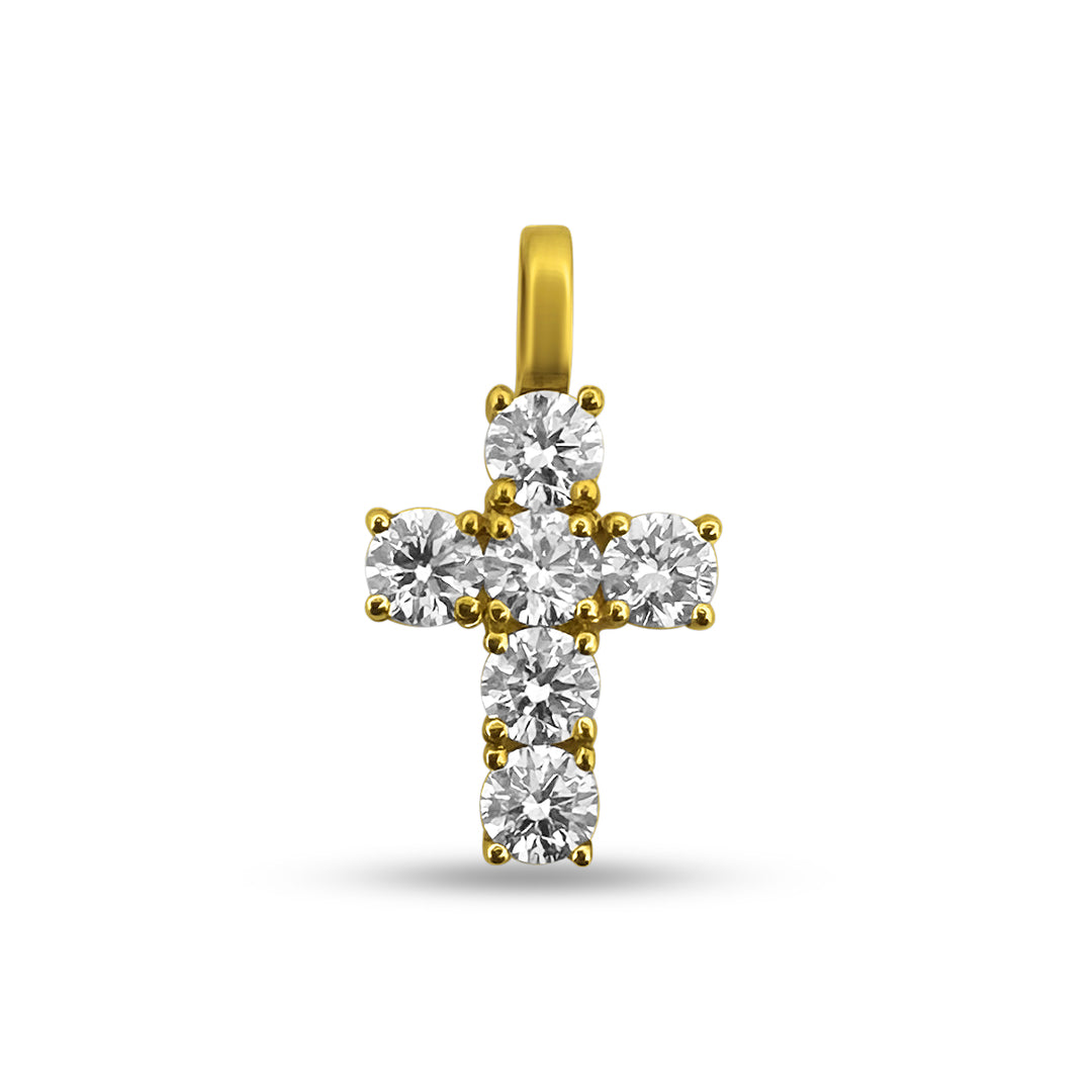 2.04ctw Round Brilliant Cut Lab-Grown Diamond Cross Pendant in 18k Yellow Gold