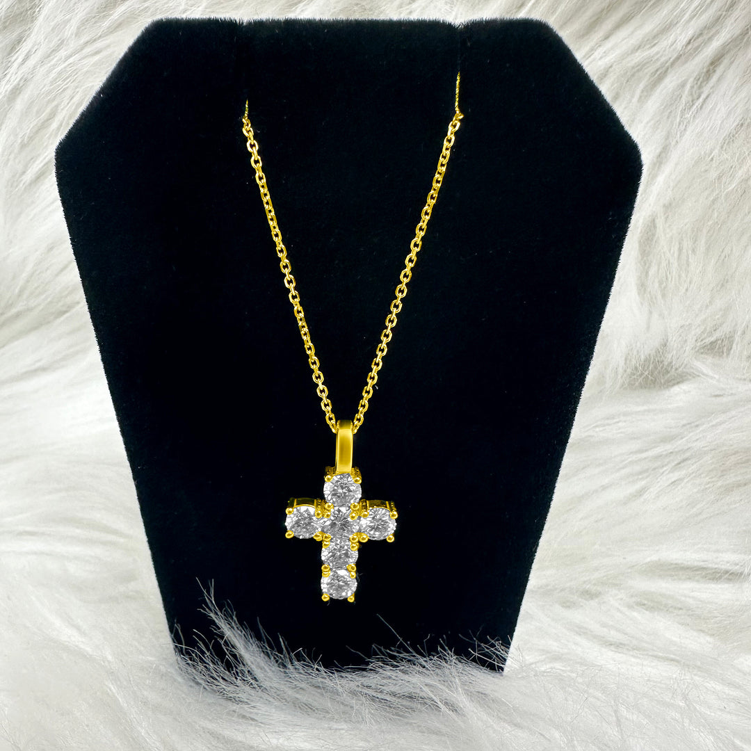 2.04ctw Round Brilliant Cut Lab-Grown Diamond Cross Pendant in 18k Yellow Gold (chain sold separately)