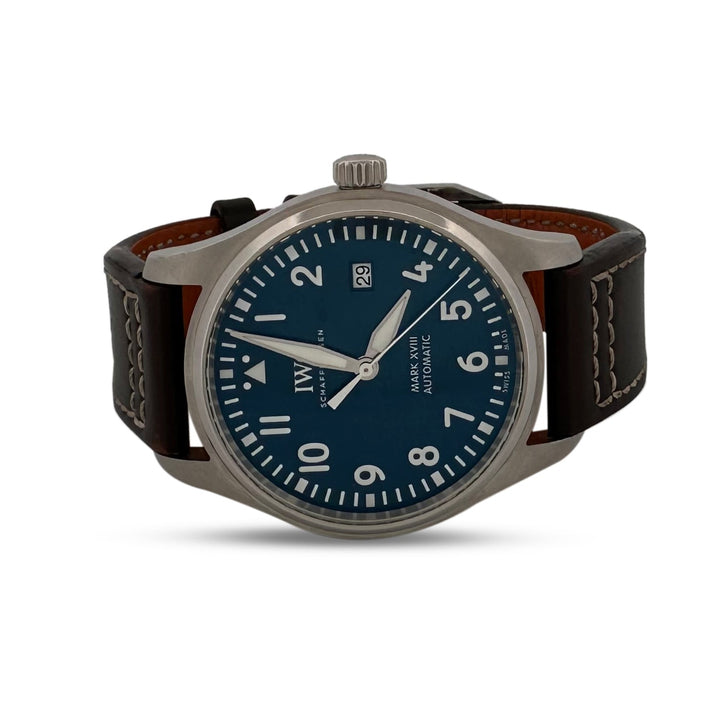 IWC 40mm Mark XVIII "Le Petit Prince" 2019 Blue Dial Leather Strap Watch with Box and Papers