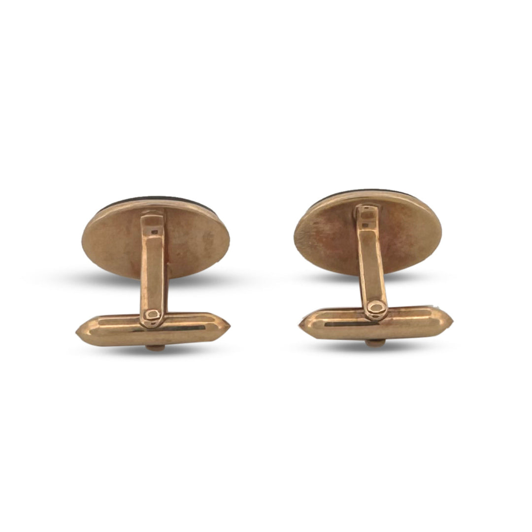 Opal Triplet and Onyx Cufflinks in 14k Yellow Gold