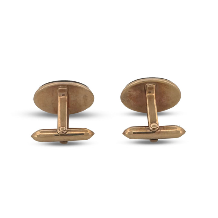 Opal Triplet and Onyx Cufflinks in 14k Yellow Gold