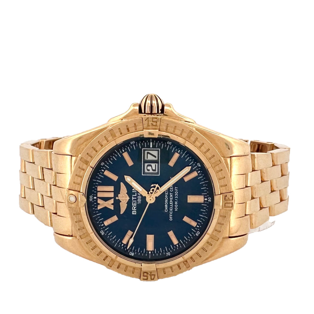 Breitling Cockpit 18k Yellow Gold Automatic Watch with Blue Dial