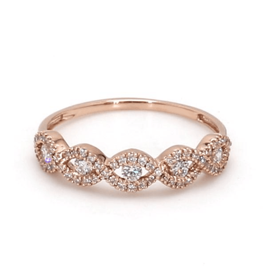 0.41ctw Round Brilliant Lab-Grown Diamond Scalloped Band in 14k Rose Gold