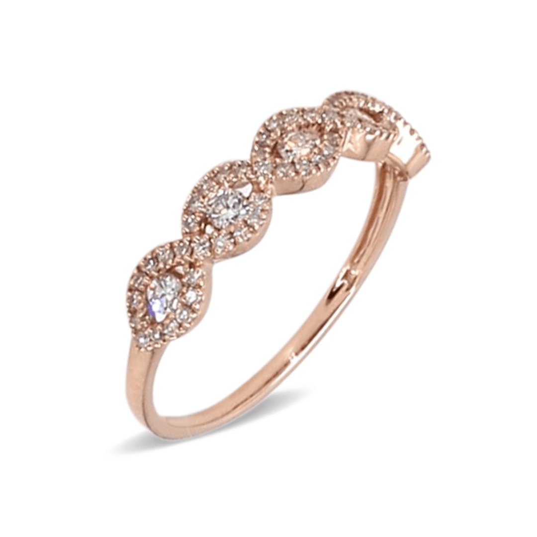 0.41ctw Round Brilliant Lab-Grown Diamond Scalloped Band in 14k Rose Gold