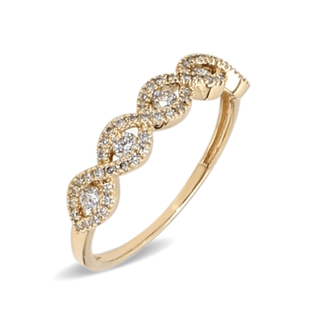 0.41ctw Round Brilliant Lab-Grown Diamond Scalloped Band in 14k Yellow Gold