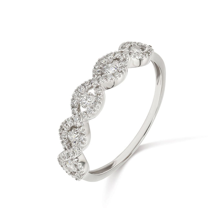 0.41ctw Round Brilliant Lab-Grown Diamond Scalloped Band in 14k White Gold