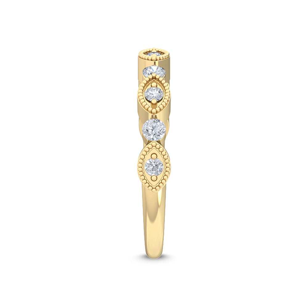 0.33ctw Round Brilliant Lab-Grown Diamond Scalloped Band in 14k Yellow Gold