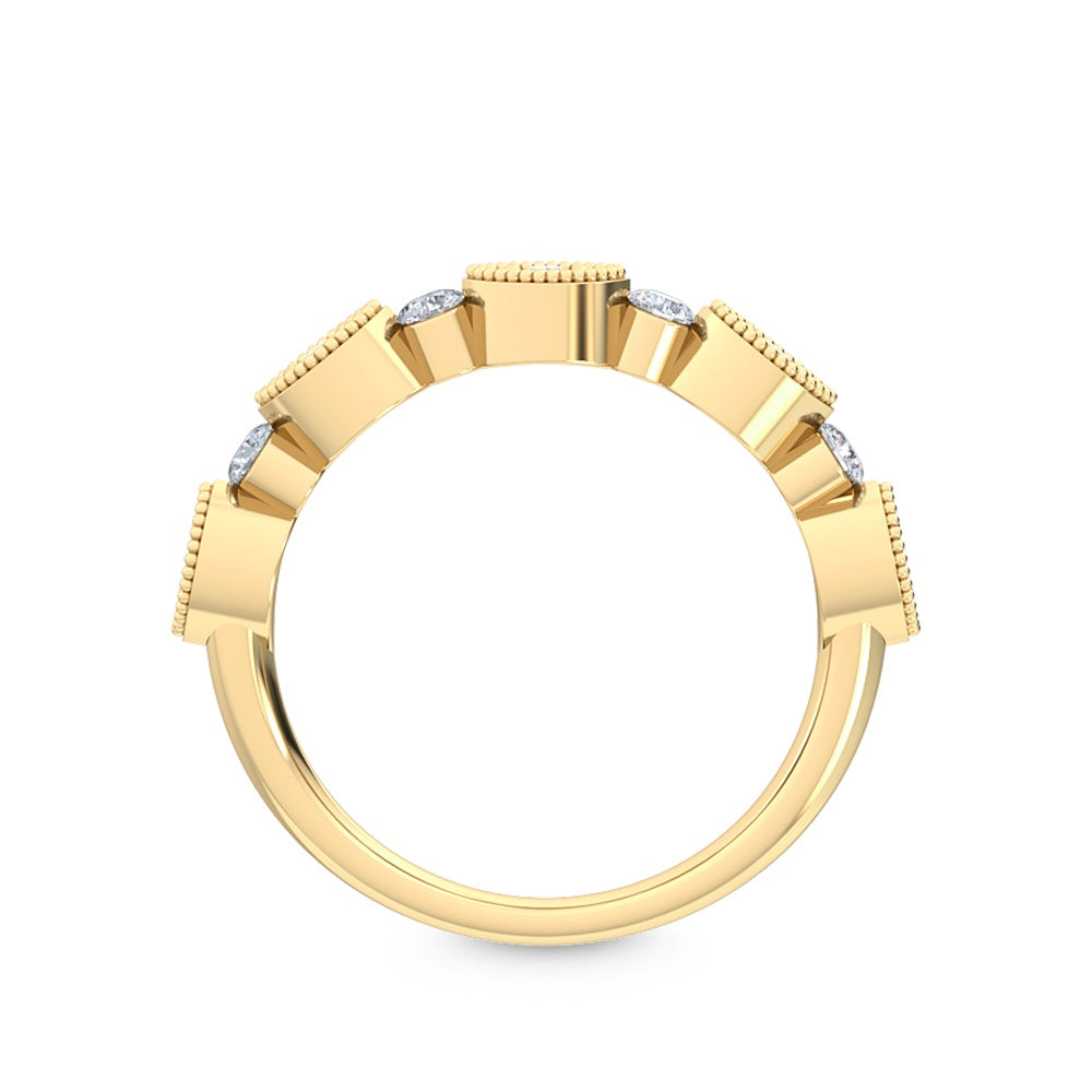 0.33ctw Round Brilliant Lab-Grown Diamond Scalloped Band in 14k Yellow Gold