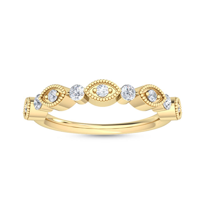 0.33ctw Round Brilliant Lab-Grown Diamond Scalloped Band in 14k Yellow Gold