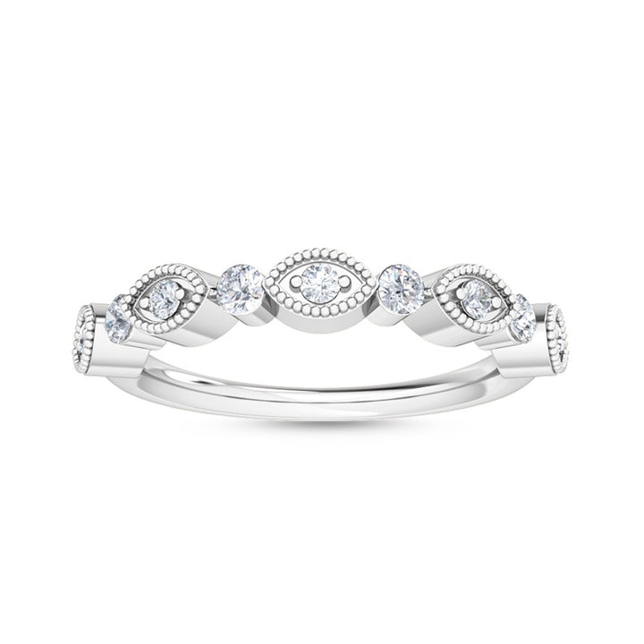 0.33ctw Round Brilliant Lab-Grown Diamond Scalloped Band in 14k White Gold