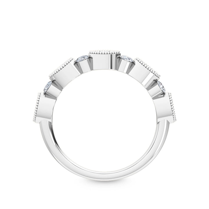 0.33ctw Round Brilliant Lab-Grown Diamond Scalloped Band in 14k White Gold