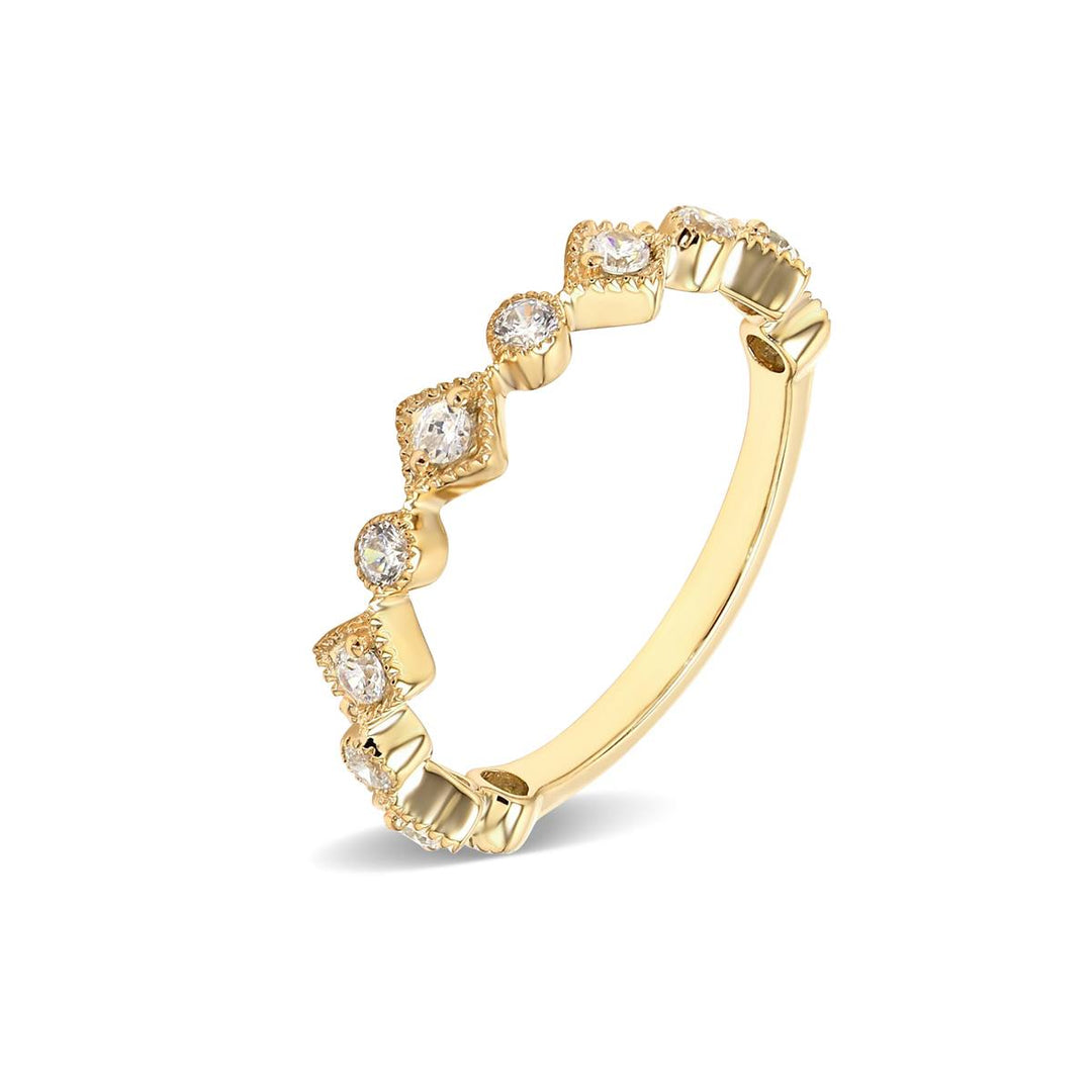 0.33ctw Round Brilliant Lab-Grown Diamond Geometric Band in 14k Yellow Gold