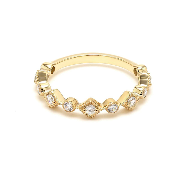 0.33ctw Round Brilliant Lab-Grown Diamond Geometric Band in 14k Yellow Gold