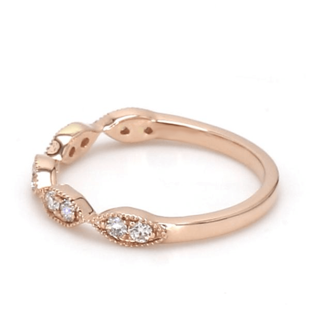 0.20ctw Round Brilliant Lab-Grown Diamond Scalloped Stackable Band in 14k Rose Gold