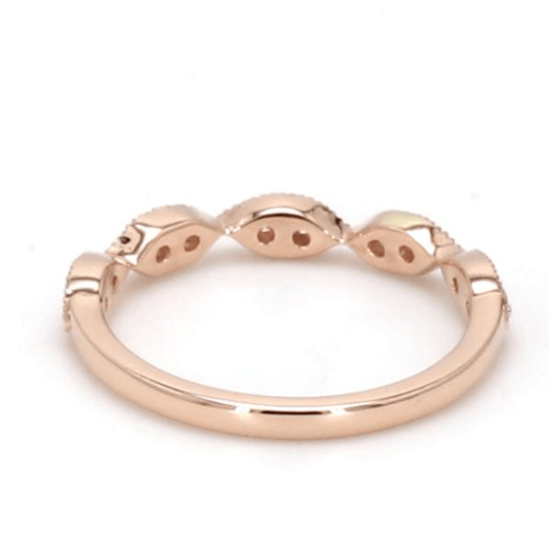 0.20ctw Round Brilliant Lab-Grown Diamond Scalloped Stackable Band in 14k Rose Gold