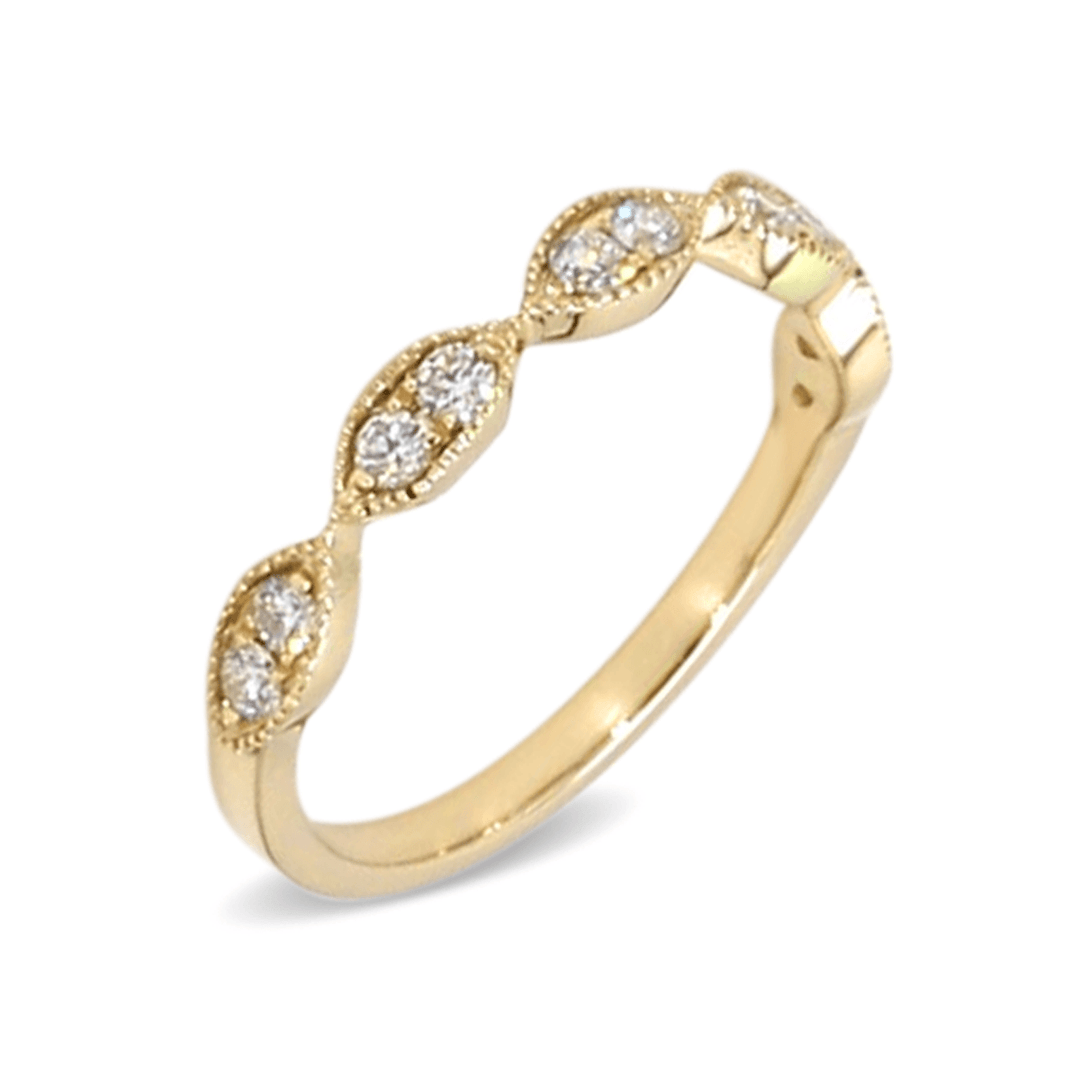 0.20ctw Round Brilliant Lab-Grown Diamond Scalloped Stackable Band in 14k Yellow Gold