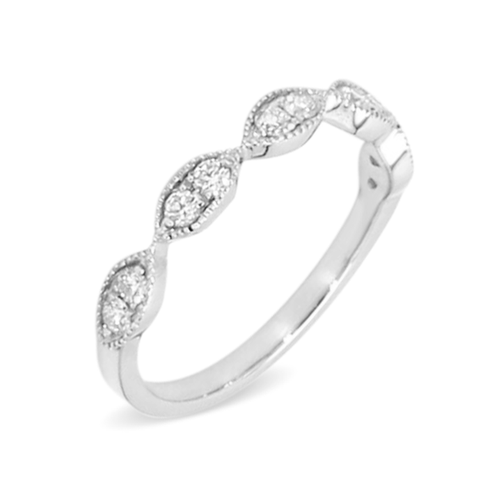 0.20ctw Round Brilliant Lab-Grown Diamond Scalloped Stackable Band in 14k White Gold