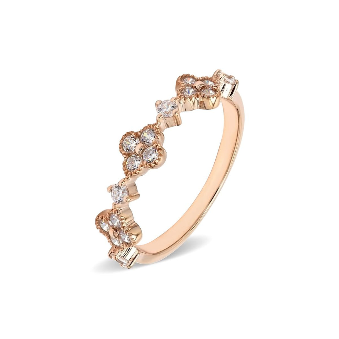 0.46ctw Round Brilliant Lab-Grown Diamond Clover Stackable Band in 14k Rose Gold