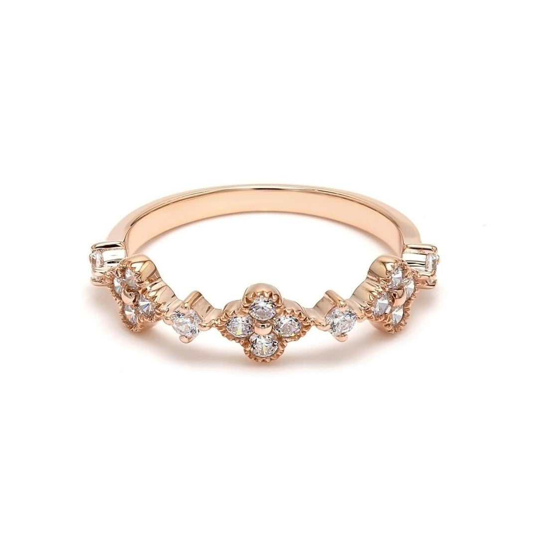 0.46ctw Round Brilliant Lab-Grown Diamond Clover Stackable Band in 14k Rose Gold