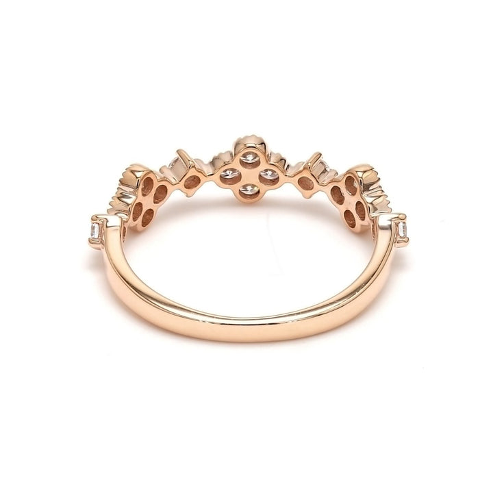 0.46ctw Round Brilliant Lab-Grown Diamond Clover Stackable Band in 14k Rose Gold