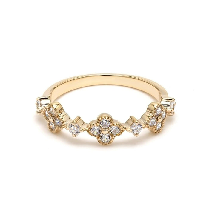 0.46ctw Round Brilliant Lab-Grown Diamond Clover Stackable Band in 14k Yellow Gold