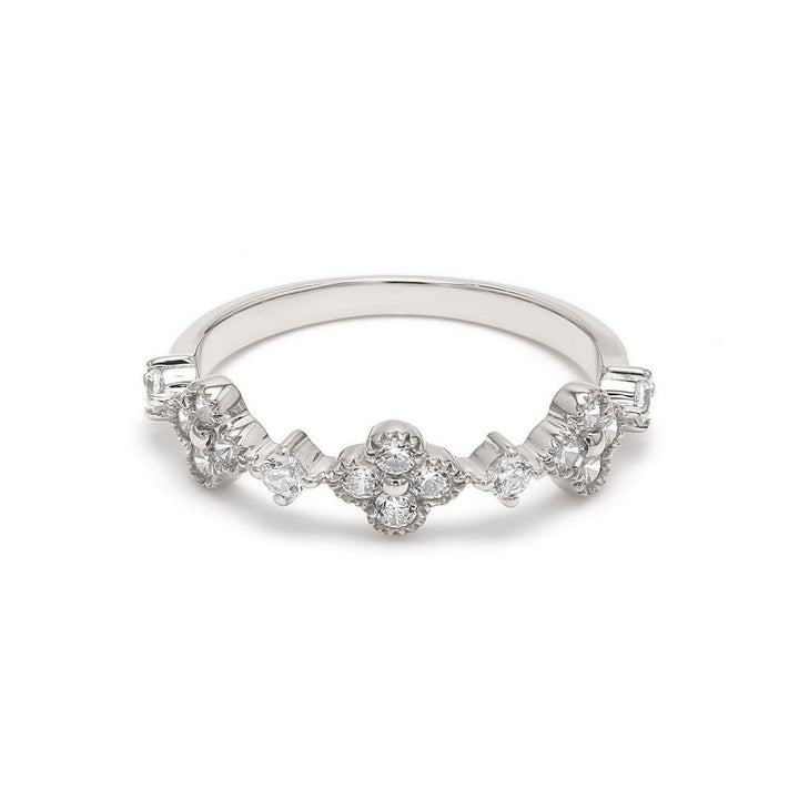 0.46ctw Round Brilliant Lab-Grown Diamond Clover Stackable Band in 14k White Gold